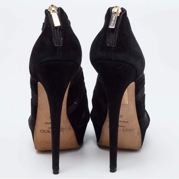 Jimmy Choo Kerfield Black Suede Peep Toe Heels. Size U.S. 6.5/EU 36.5 - Picture 8 of 10